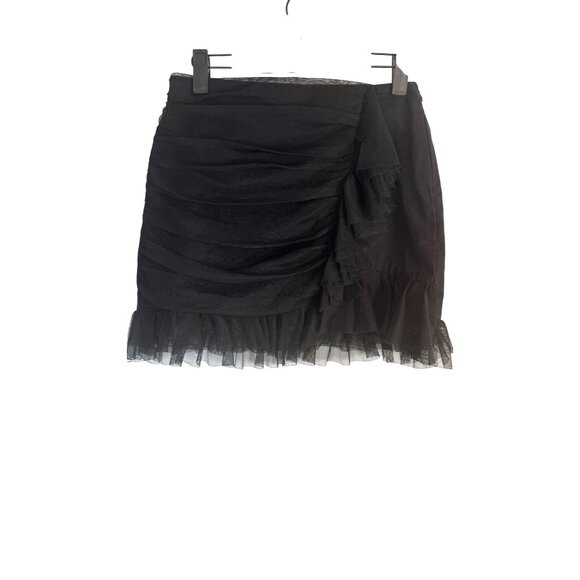 ZARA Size Medium Black Layered Ruffled Dainty Mini Skirt Trafaluc Collection - Picture 1 of 14